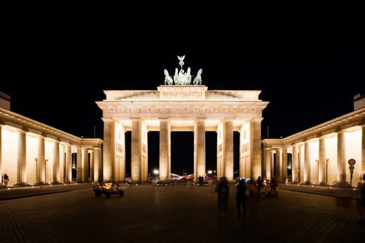 Brandenburg Gate at night in Berlin, Germany.
