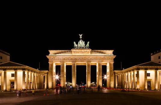 Brandenburg Gate at night in Berlin, Germany.