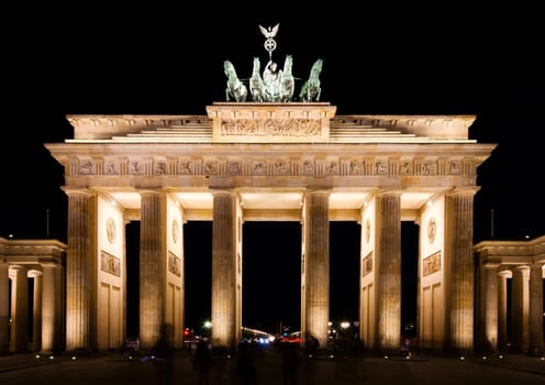 Brandenburg Gate at night in Berlin, Germany.