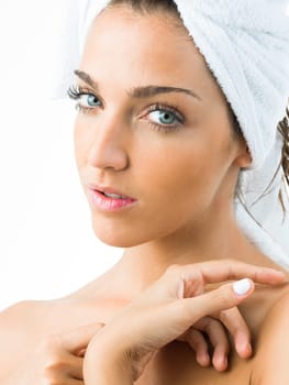 young real beautiful woman with amazing blue eyes