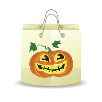 colorful illustration with halloween shopping bag  for your design