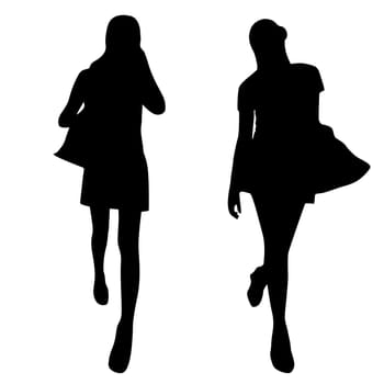 Silhouettes of fashion women with bags