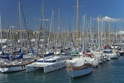 Yacht marina in Barcelona. All potential trademarks are removed.