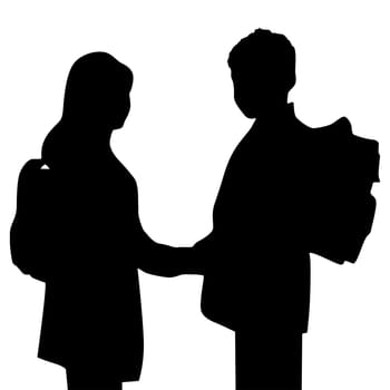 Boy and girl with school bag