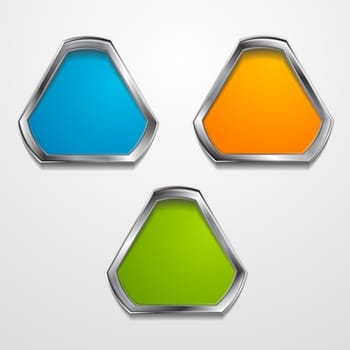 Abstract triangle shapes with silver frame. Vector background eps 10