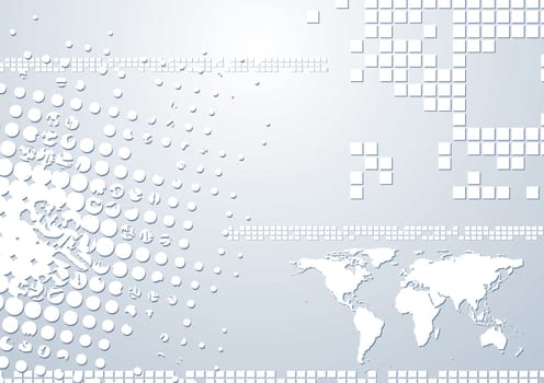 Abstract grunge tech design with world map. Vector background eps 10