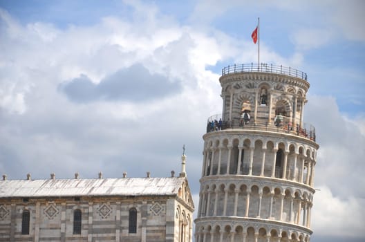 The famous Leaning Tower on Square of Miracles in Pisa, Tuscany in Italy