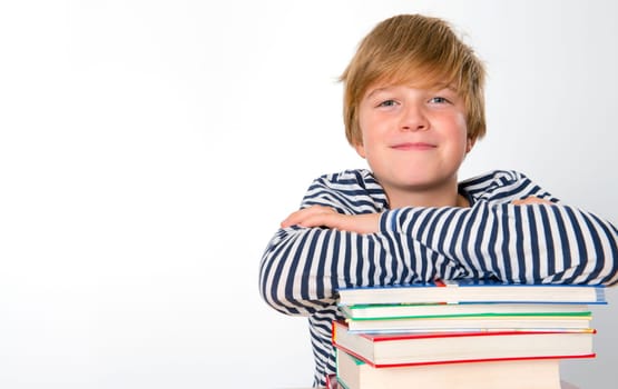 boy with his books