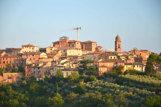 Gorgeous panorama of Siena at sunset in the summertime, Tuscany, Italy