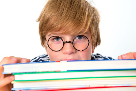 boy with his books