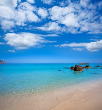 Ibiza Aigues Blanques Aguas Blancas Beach at Santa Eulalia Balearic Islands of spain
