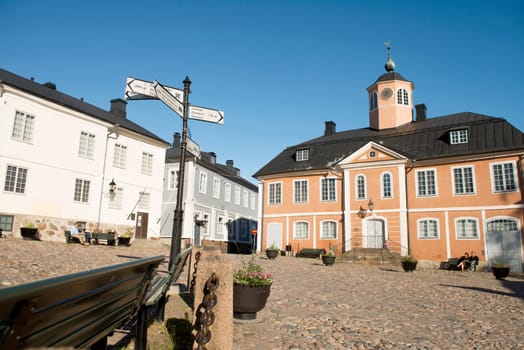 The central square in the old city Porvoo in Finland