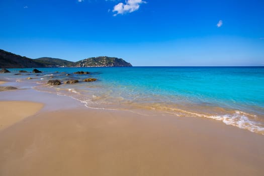 Ibiza Aigues Blanques Aguas Blancas Beach at Santa Eulalia Balearic Islands of spain