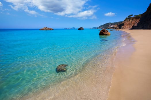 Ibiza Aigues Blanques Aguas Blancas Beach at Santa Eulalia Balearic Islands of spain