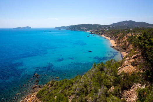 Ibiza Aigues Blanques Aguas Blancas Beach at Santa Eulalia Balearic Islands of spain
