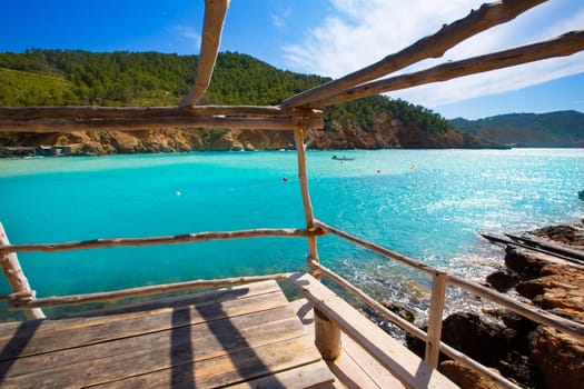 Ibiza Cala Benirras beach in san Joan at Balearic Islands Spain