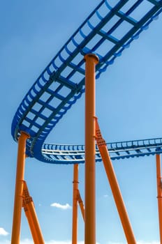 detail of the rails of a roller coaster