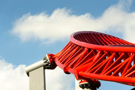 detail of the rails of a roller coaster