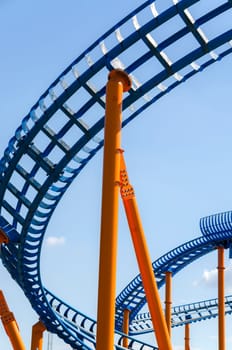 detail of the rails of a roller coaster