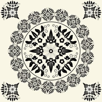 circular pattern of traditional motifs and ancient oriental ornaments