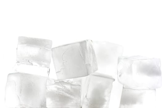 several ice cubes stacked with a white background