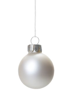 white Christmas tree baubles insulated hanging with white background