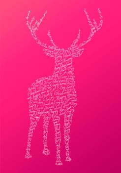 Trendy hipster reindeer shape with holiday text and pink background. Merry Christmas composition. EPS10 vector file organized in layers for easy editing..