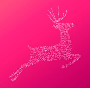 Trendy hipster jumping reindeer shape with holiday text and pink background. Merry Christmas composition. EPS10 vector file organized in layers for easy editing.