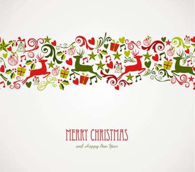 Merry Christmas decorations elements seamless pattern border. Vector file organized in layers for easy editing..