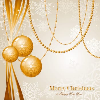 Luxury Merry Christmas snowflakes and circle baubles background. EPS10 vector file organized in layers for easy editing.