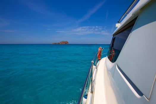 Bledes Bledas Ibiza islands view from boat side in Balearic Mediterranean
