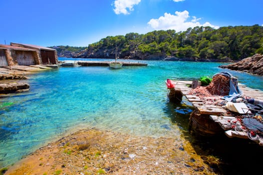 Ibiza Cala Mestella Mastella in Santa Eularia des Riu at Balearic islands