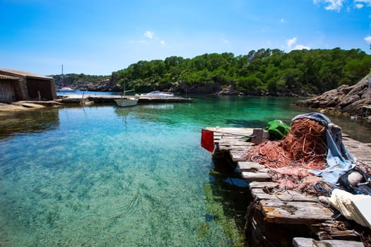 Ibiza Cala Mestella Mastella in Santa Eulalia del Rio at Balearic islands