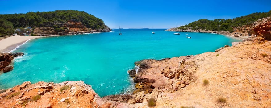 Ibiza cala Salada and Saladeta in san Antonio Abad at Balearic Islands Spain