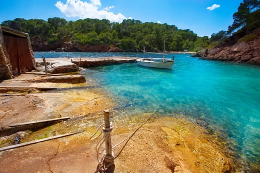 Ibiza Cala Mestella Mastella in Santa Eularia des Riu at Balearic islands
