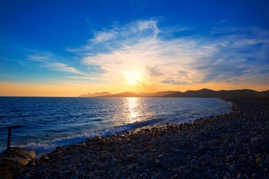 Ibiza Cap des Falco beach sunset and Es Vedra in Sant Josep Balearic Islands