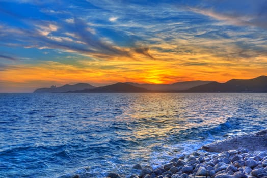 Ibiza Cap des Falco beach sunset and Es Vedra in Sant Josep Balearic Islands