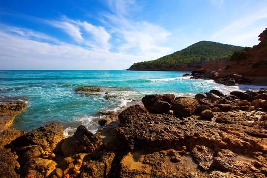 Ibiza island Platja Es bol Nou beach Ses Salines in Sant Josep at Balearic islands