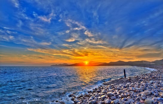 Ibiza Cap des Falco beach sunset and Es Vedra in Sant Josep Balearic Islands