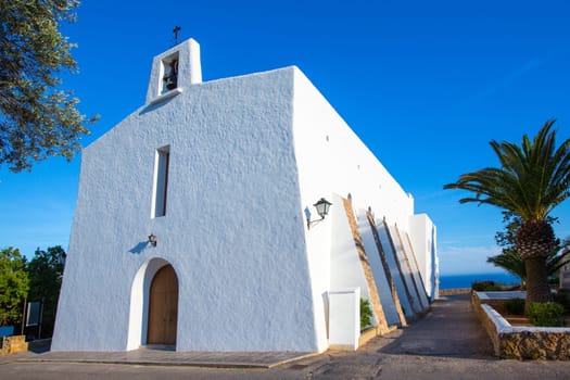 Ibiza Es Cubells church in san Jose at Balearic Islands of spain