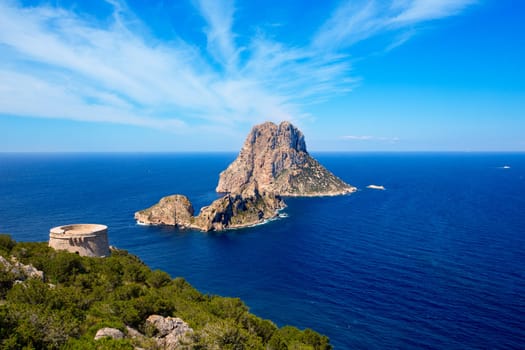 Ibiza Es Vedra view from Torre des Savinar Tower San Jose in Balearic Islands