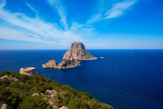 Ibiza Es Vedra view from Torre des Savinar Tower San Jose in Balearic Islands