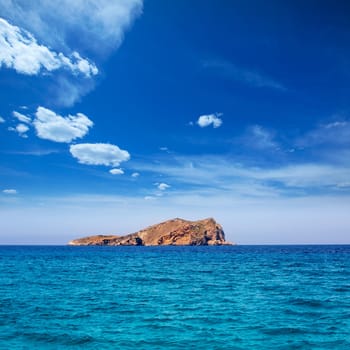 Ibiza Esparto Island view from sea in Balearic Islands of spain