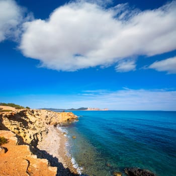 Ibiza Sa Caleta beach in south San Jose at Balearic Islands of spain