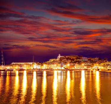 Eivissa Ibiza town downtown at sunset dalt villa in Balearic Islands of spain