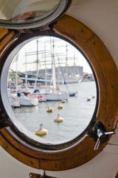 Window of the ship, close up