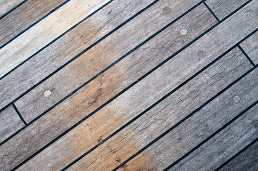 Deck of an ancient sailing vessel, close up