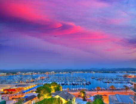 Ibiza San Antonio Abad Sant Antoni Portmany sunset in Balearic islands