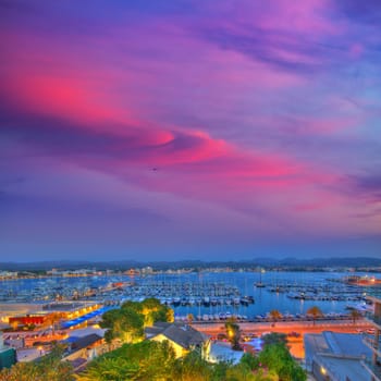 Ibiza San Antonio Abad Sant Antoni Portmany sunset in Balearic islands