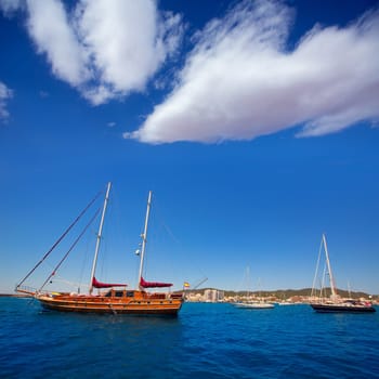 Ibiza San Antonio Abad Sant Antoni de Portmany sailboats in Balearic Islands